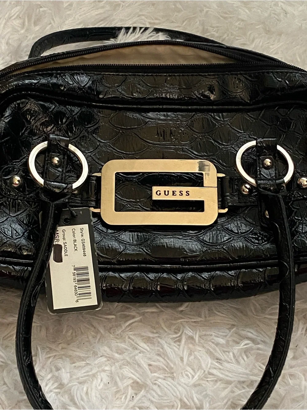 Guess vintage y2k patent leather croc embossed shoulder bag McBling NWT
